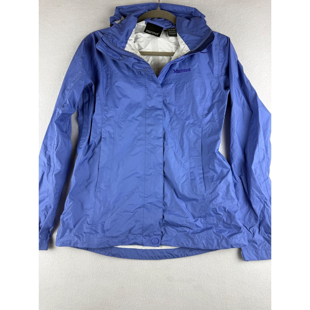 Marmot Precip Women XS Blue Waterproof Rain Jacket Hooded Technical Shell Zip